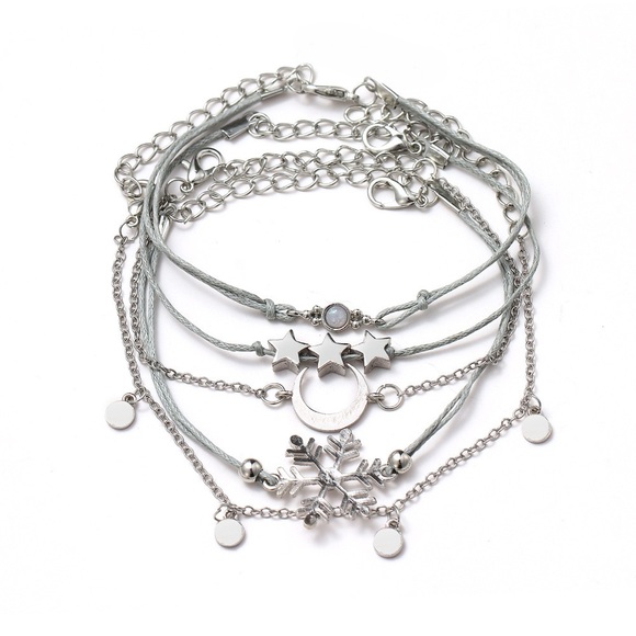 Moon Snowflake Star Charm Bracelets Set - Picture 5 of 7